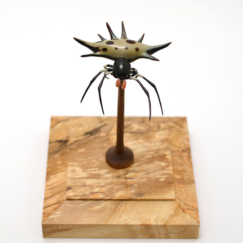 Spiny Crab Spider on Pedestal, glass crab spider by Wesley Fleming
