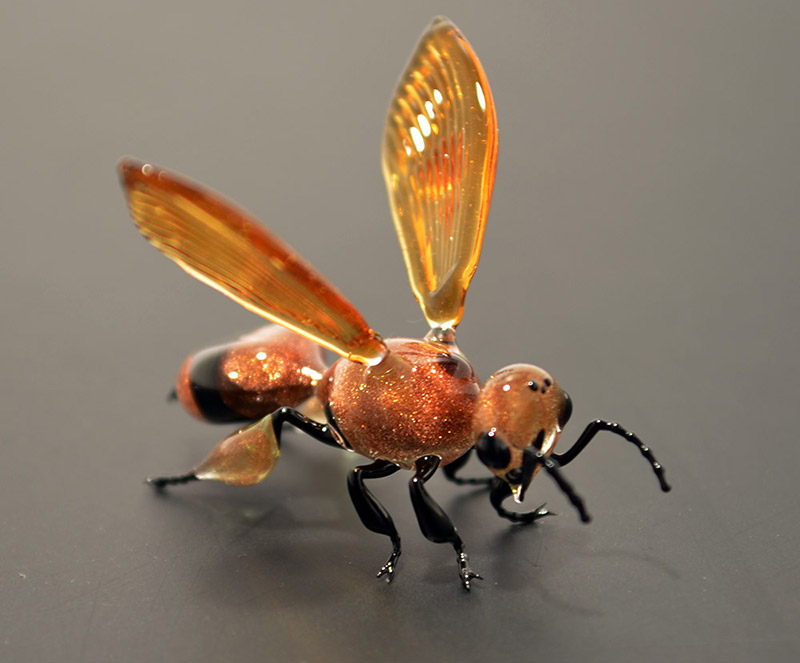 Disco Bee, glass bee by Wesley Fleming