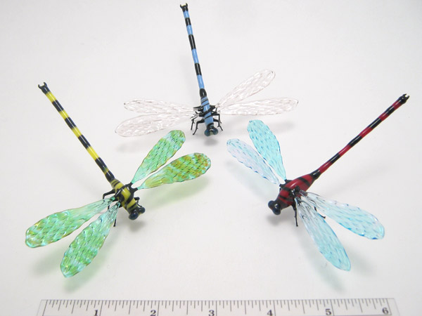 Dragonfly Trio, glass insect by Wesley Fleming