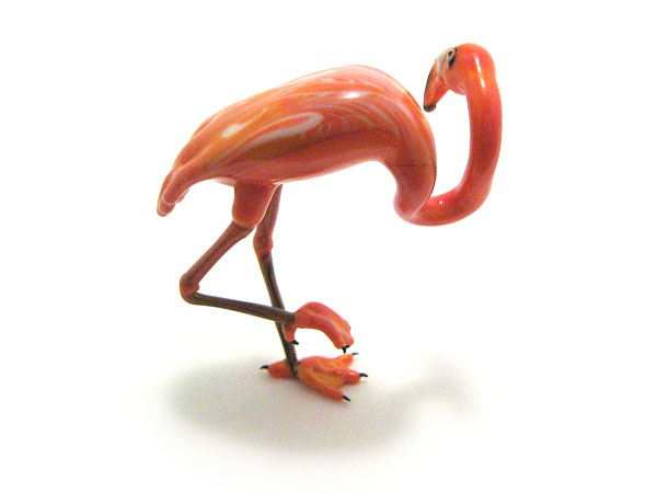 Flamingo, glass bird by Wesley Fleming