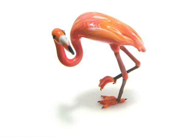 Flamingo, glass bird by Wesley Fleming