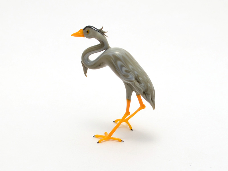 Heron for Delta, glass bird by Wesley Fleming