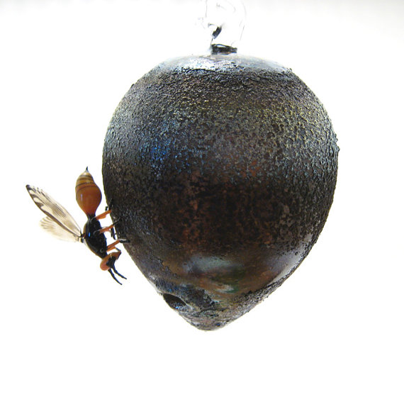 Hornet Nest with Resident, collaboration with Jeremy Sinkus, glass wasp by Wesley Fleming