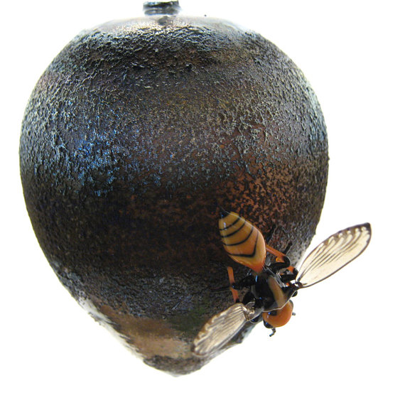 Hornet Nest with Resident, collaboration with Jeremy Sinkus, glass hornet nest by Wesley Fleming