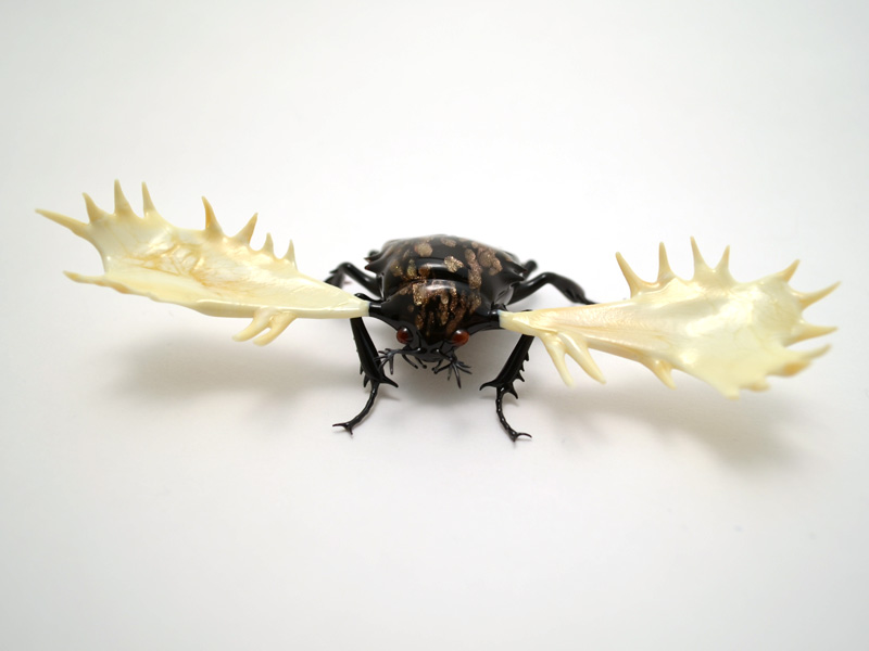 Lucanus alces, goldstone variant, glass bug by Wesley Fleming