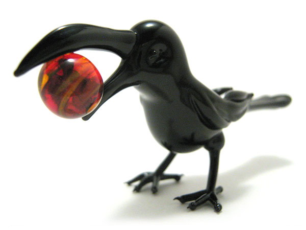 Raven Stealing the Sun, glass bird by Wesley Fleming