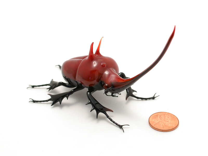 Ruby Rhinoceros Beetle, glass bug by Wesley Fleming