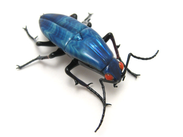 Silver Blue Beetle, glass bug by Wesley Fleming